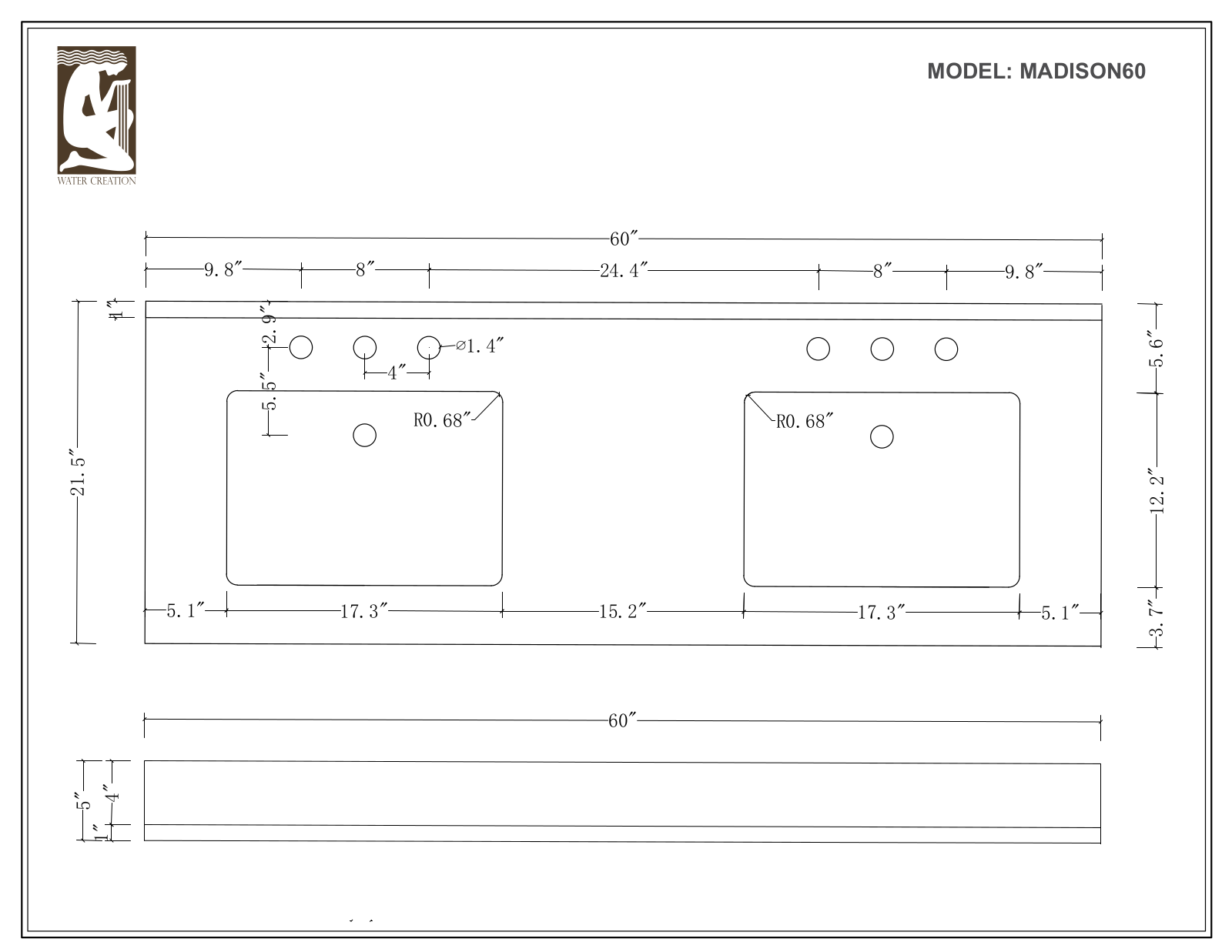 Water Creation MADISON60E, MADISON60WCF, MADISON60WC, MADISON60WBF, MADISON60WB User Manual