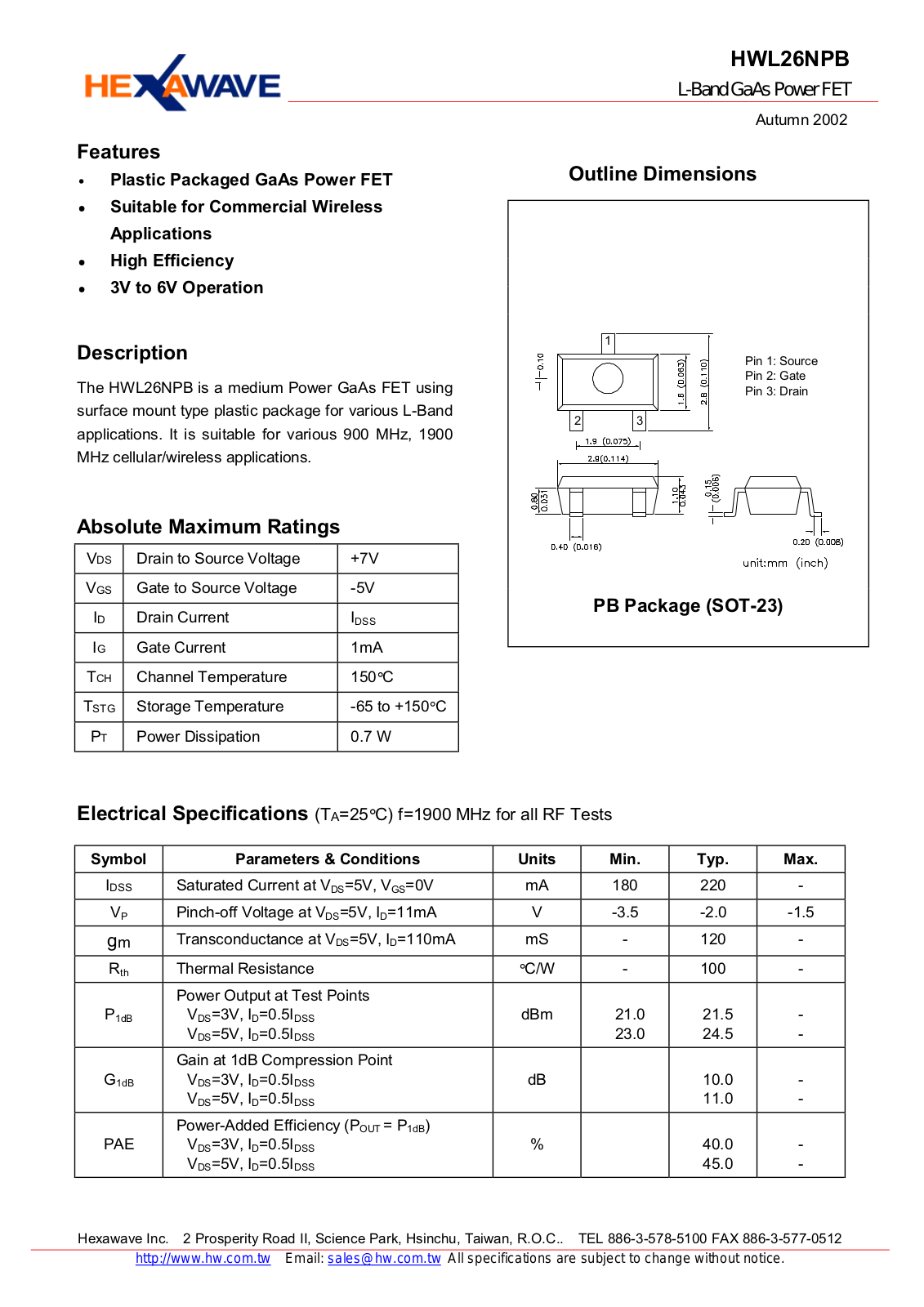 HWTW HWL26NPB Datasheet