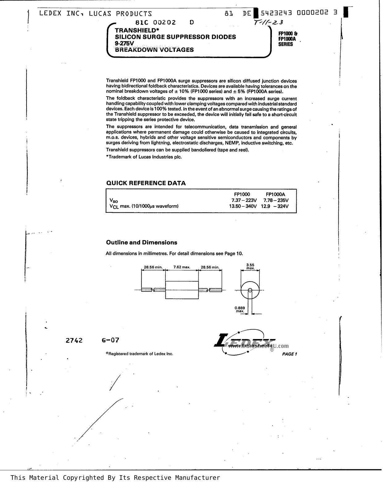 Ledex FP1000A Service Manual