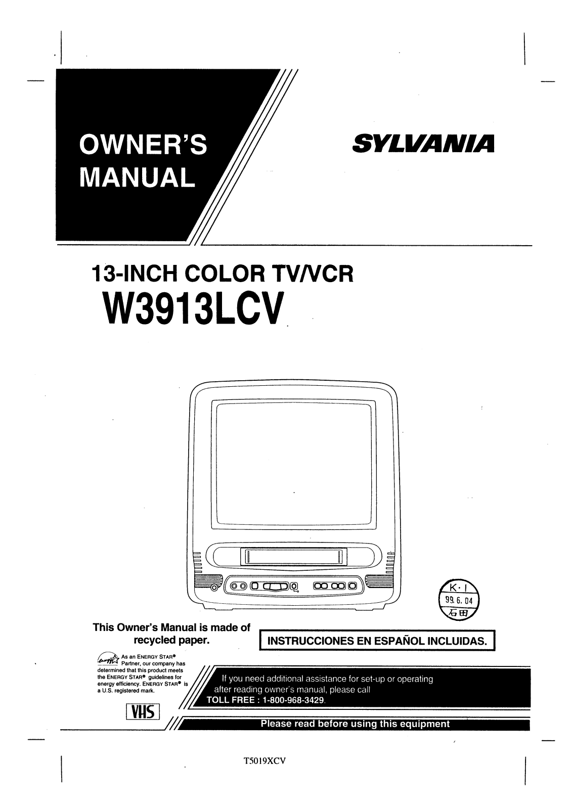 FUNAI W3913LCV, W3913LCV User Manual