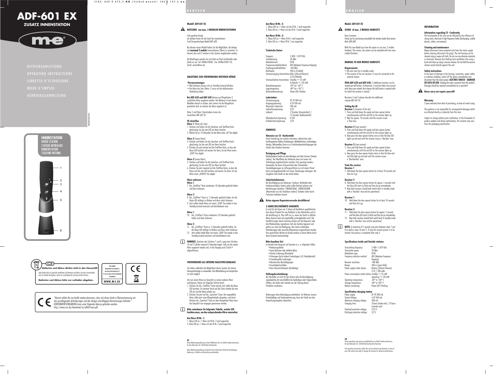 m-e modern-electronics ADF-601 EX Operating Instructions