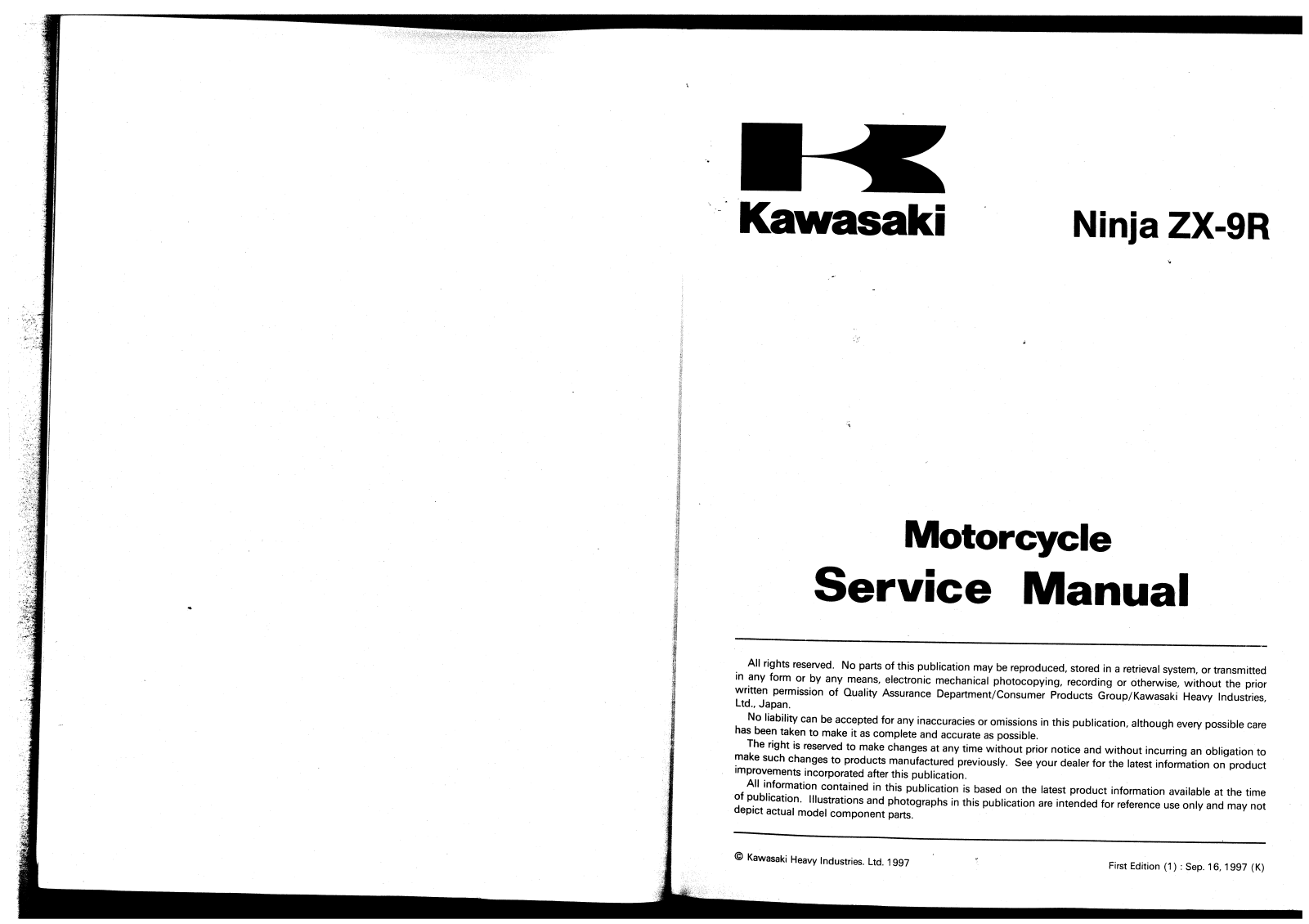 Kawasaki ZX-9R 1998 Service Manual