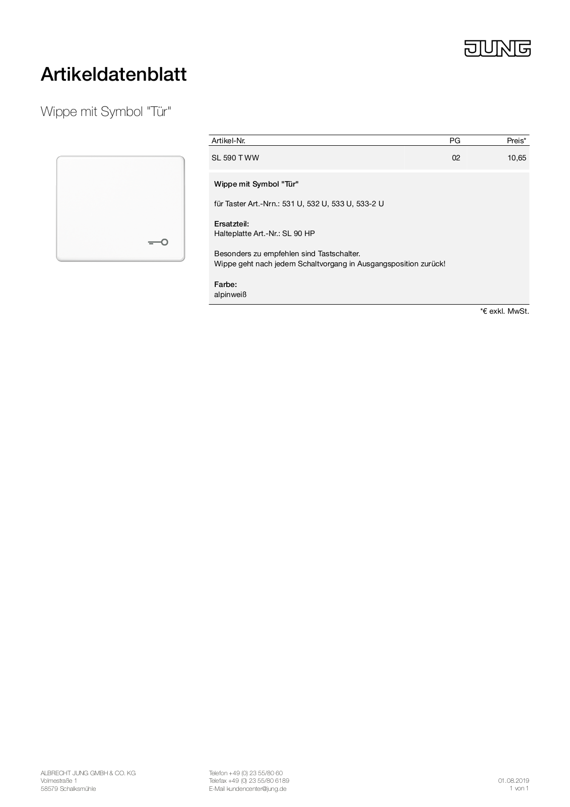 Jung SL 590 T WW User Manual