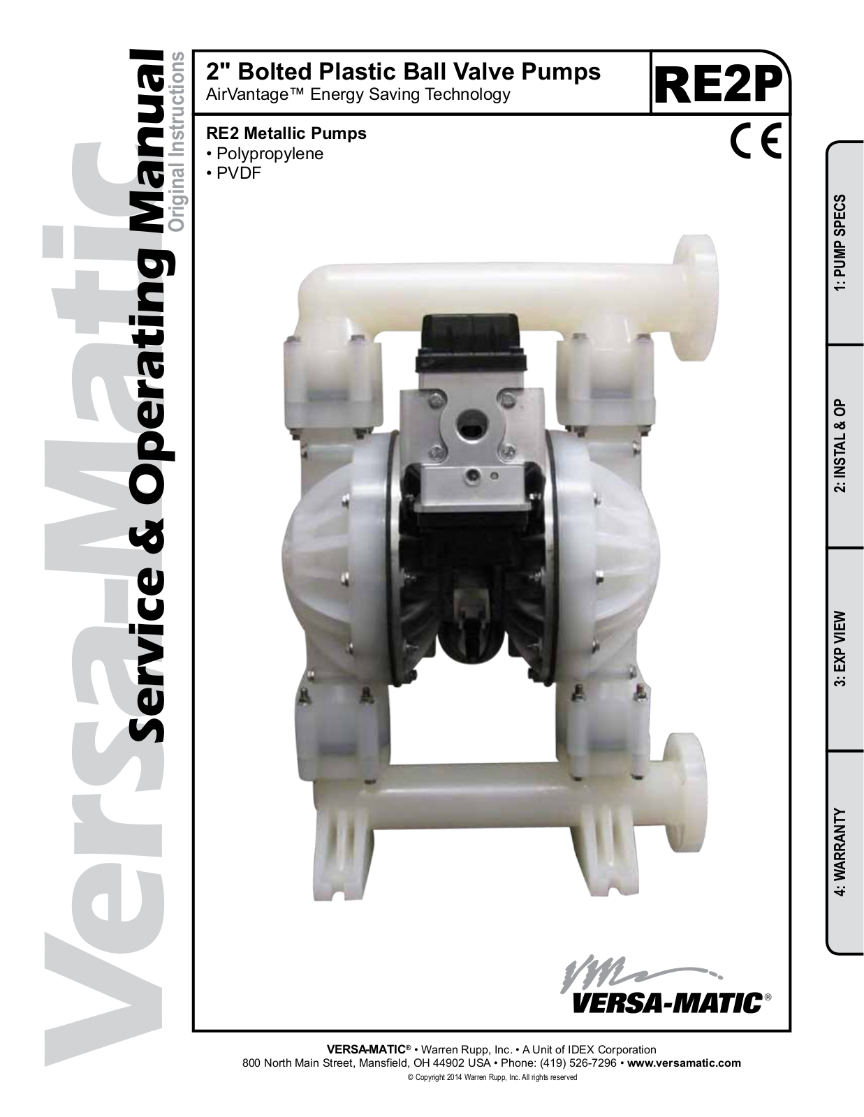 Versa-Matic 2 Bolted Plastic Ball Valve Pumps User Manual