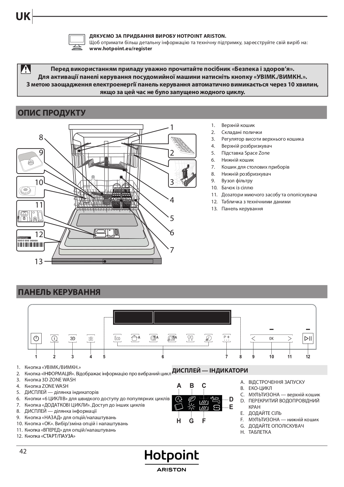 HOTPOINT/ARISTON HFP 4O22 WG X Daily Reference Guide