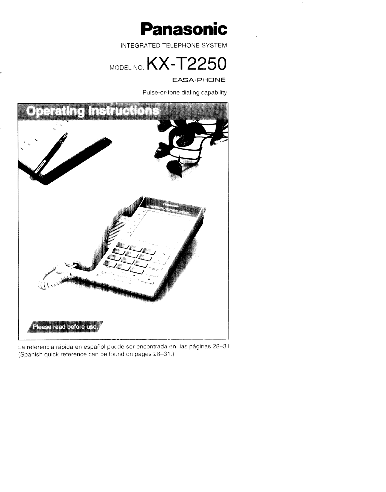 Panasonic kx-t2250 Operation Manual