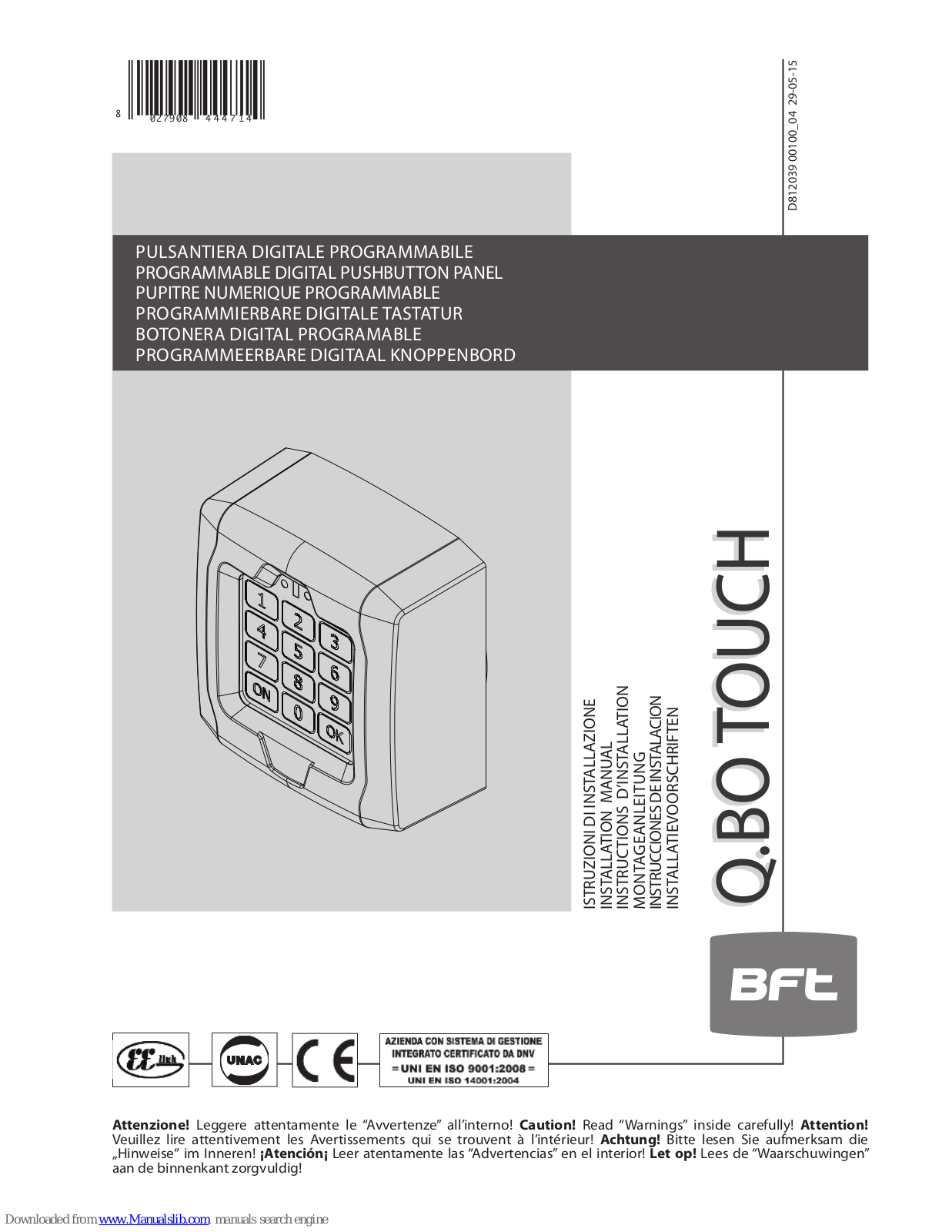 BFT Q.BO Touch Installation Manual