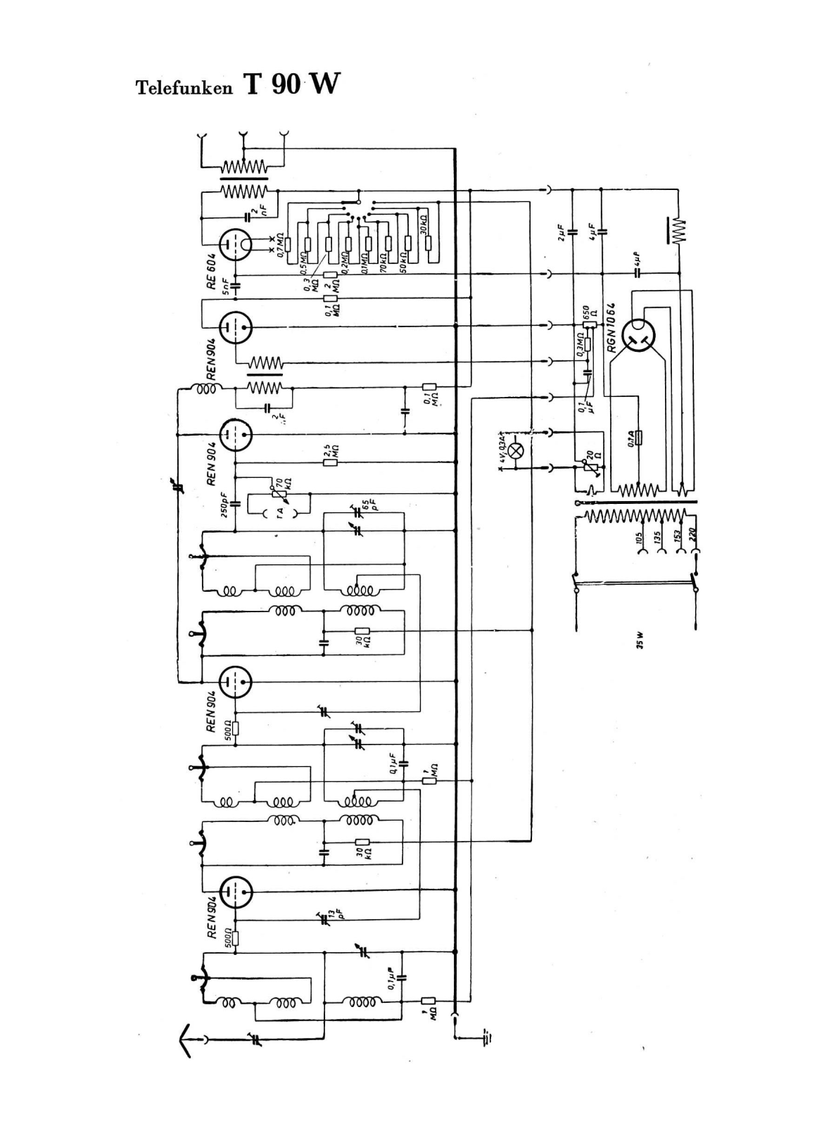 Telefunken T90-W Schematic