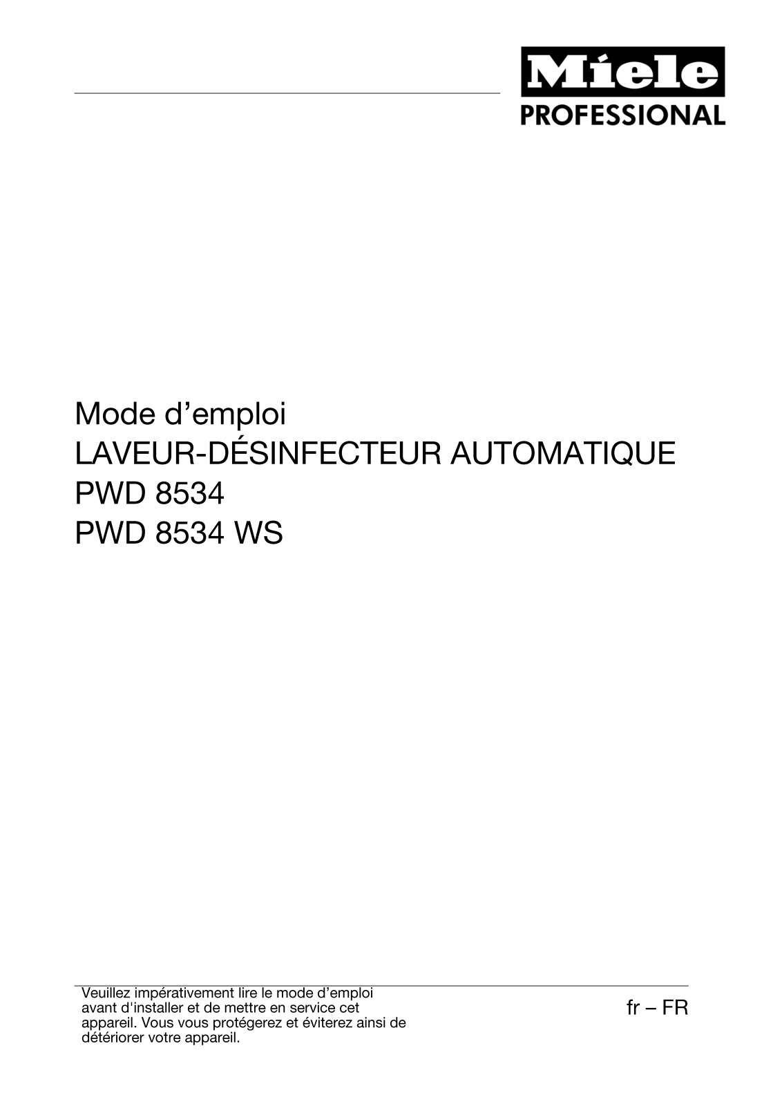 Miele PWD 8534, PWD 8534 WS Instructions Manual