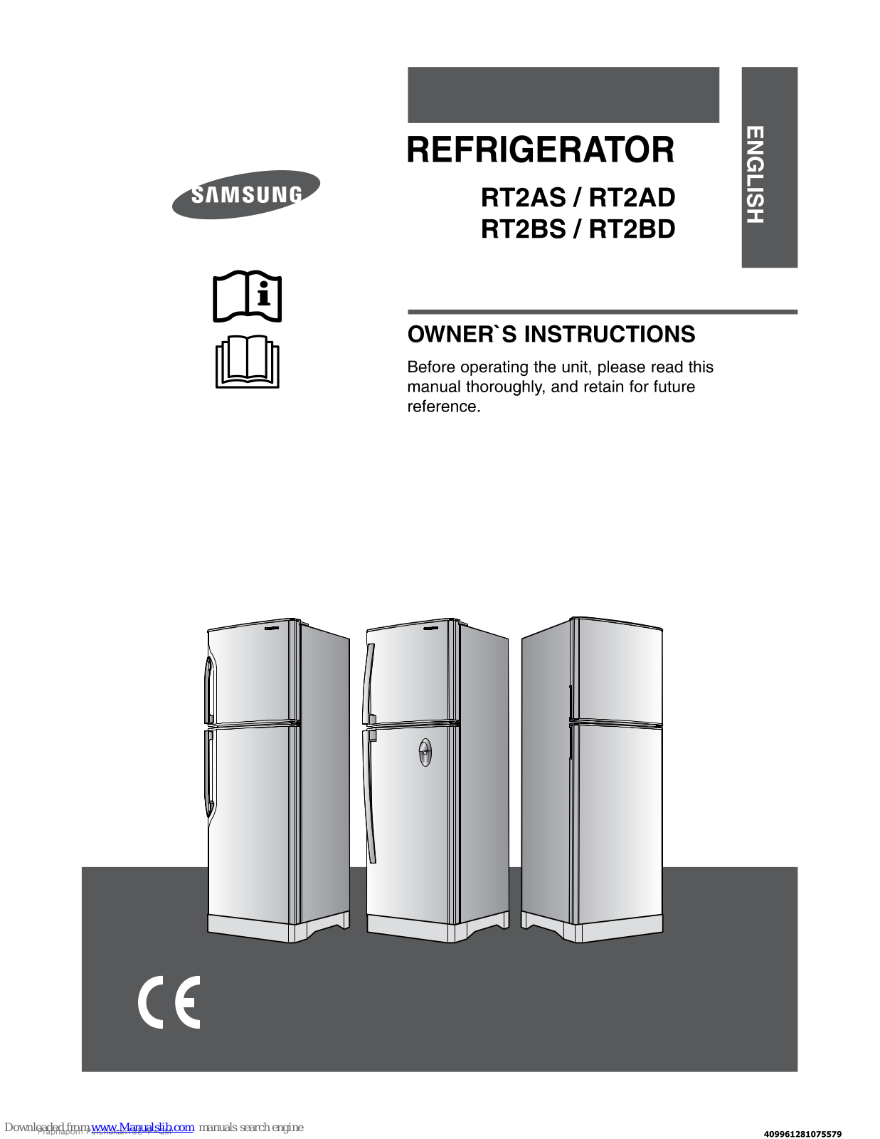 Samsung RT2BDBTS, RT2BDCSW, RT2AS, RT2AD, RT2BS Owner's Instructions Manual