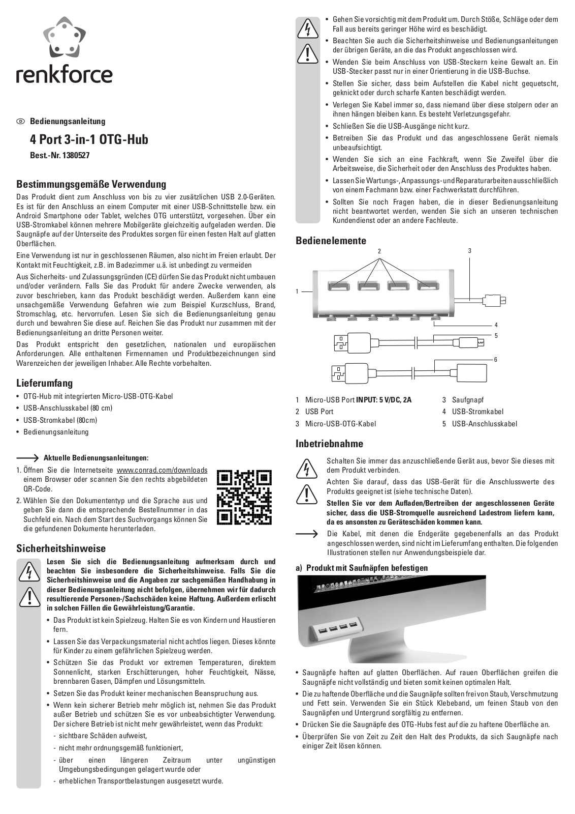 Renkforce 1380527 Operating Instructions