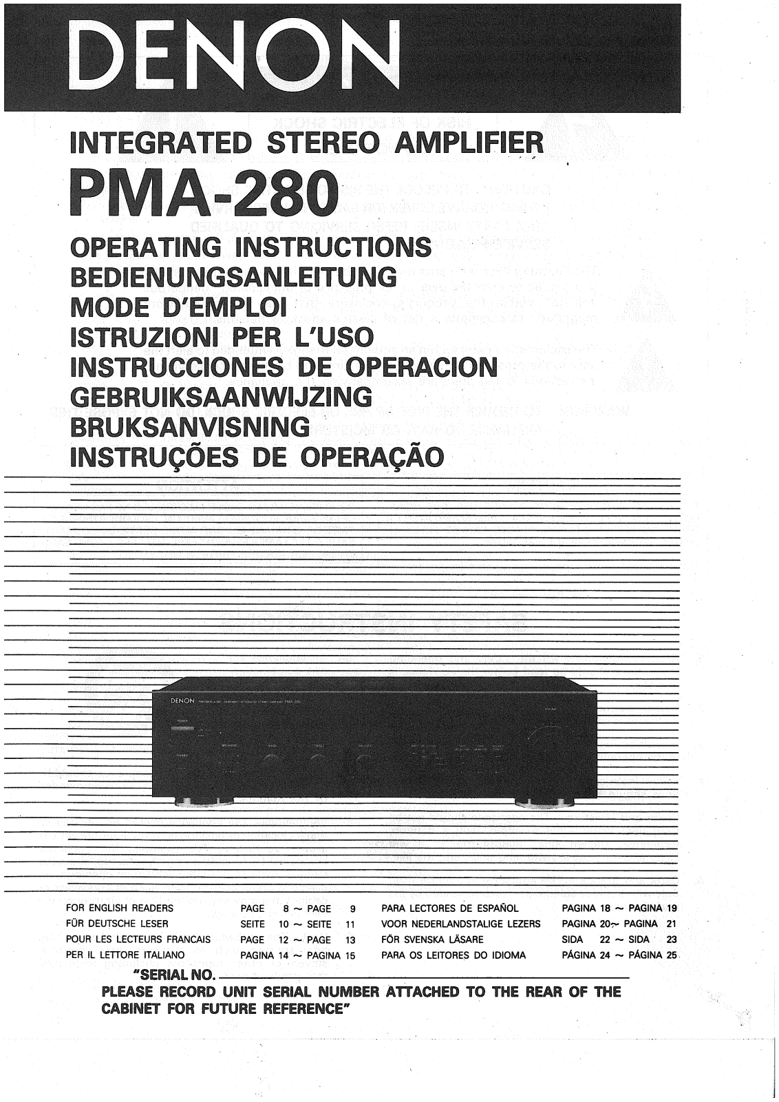 Denon PMA-280 Owner's Manual