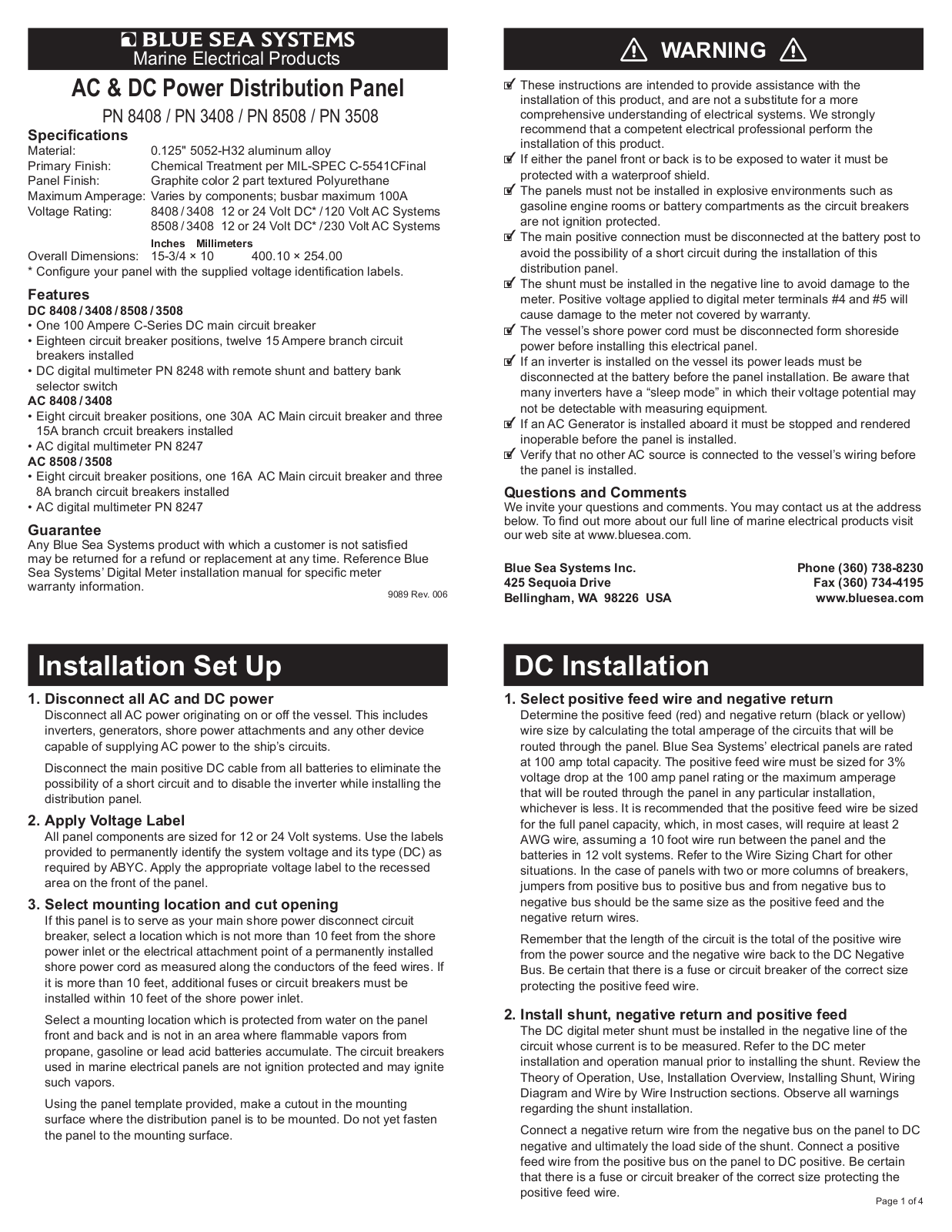 Blue Sea Systems PN 8408 User Manual