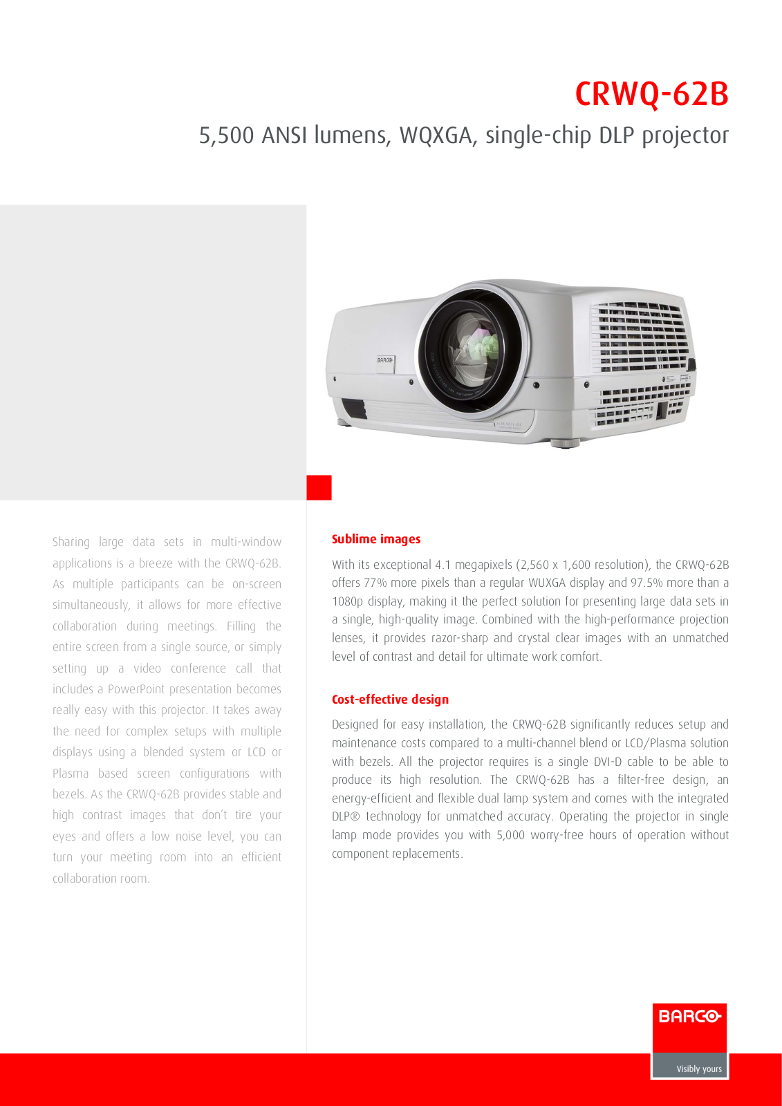 Barco CRWQ-62B Product Sheet