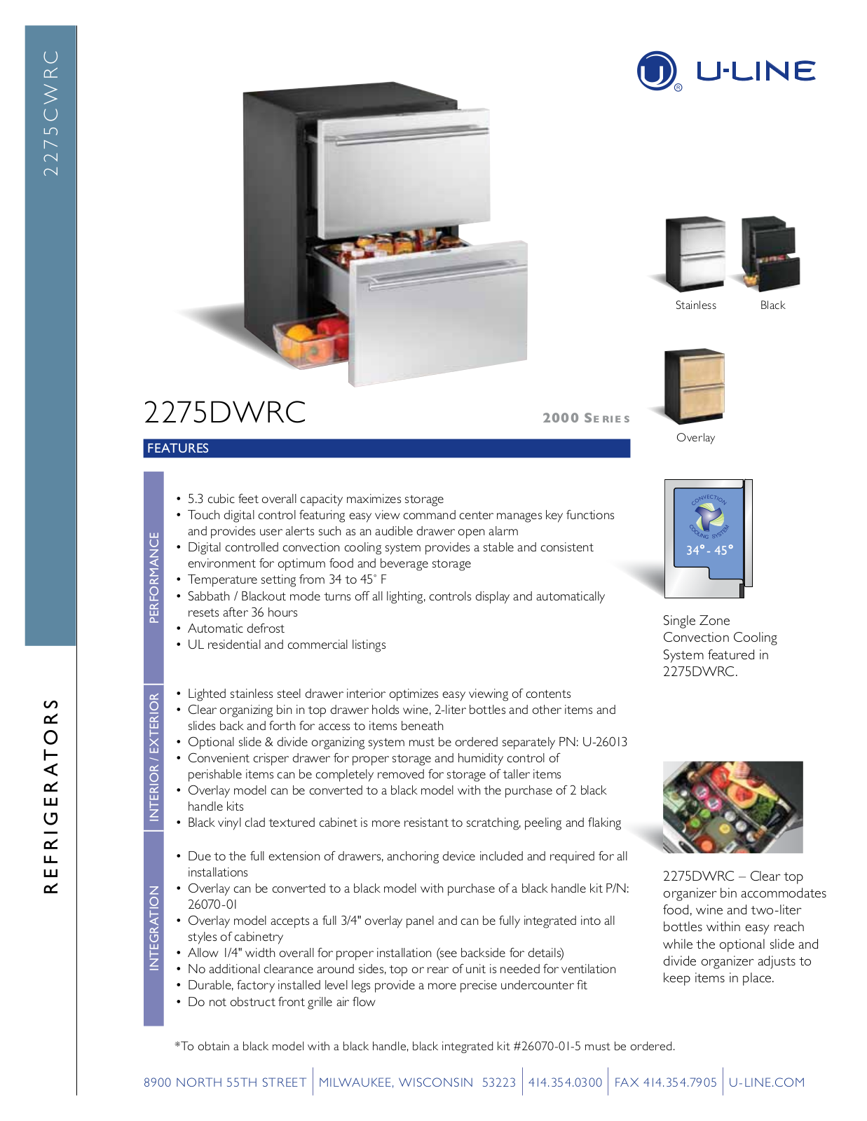 U-Line U-2275DWRCS-00 User Manual