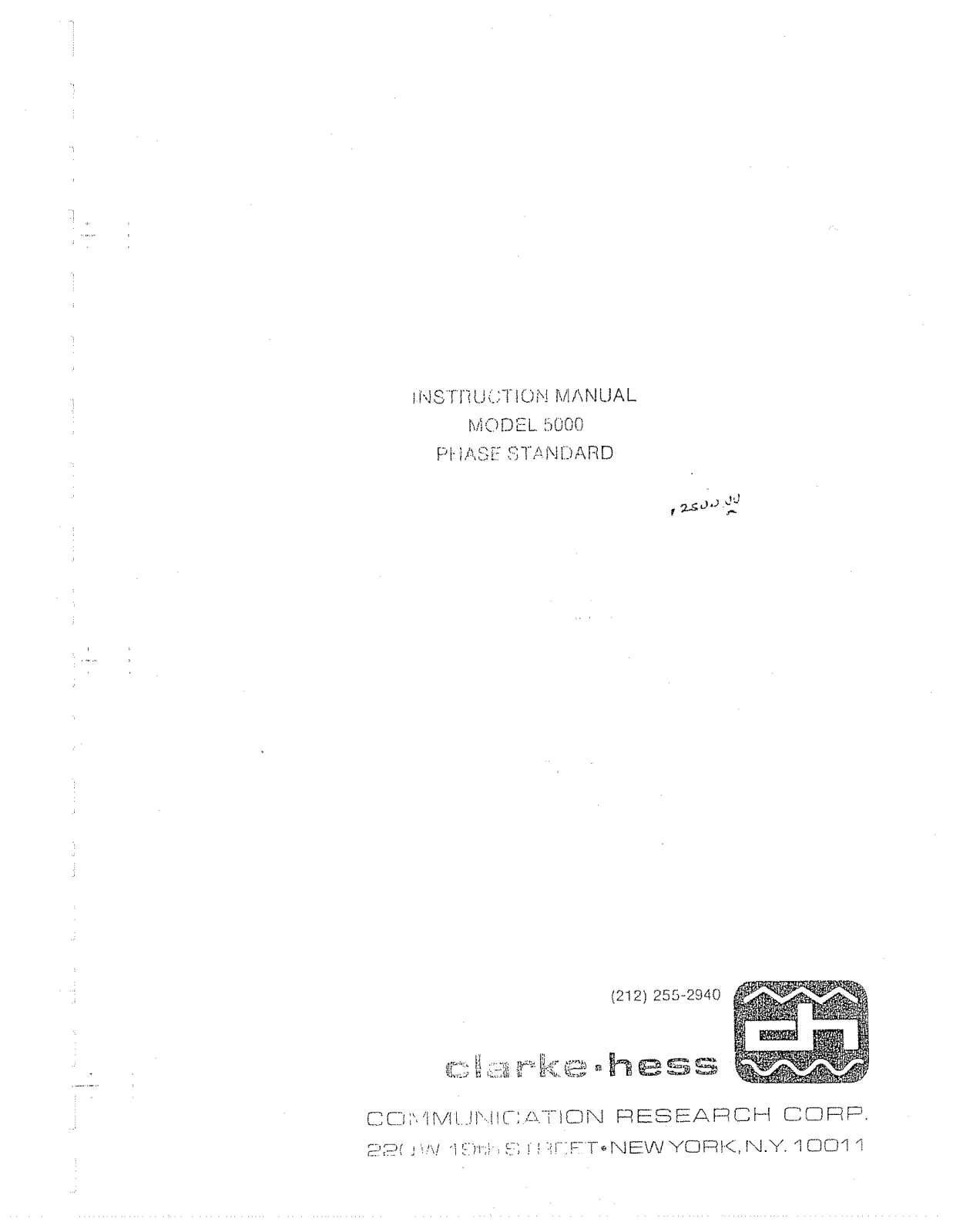 Clark Hess 5000 Service manual