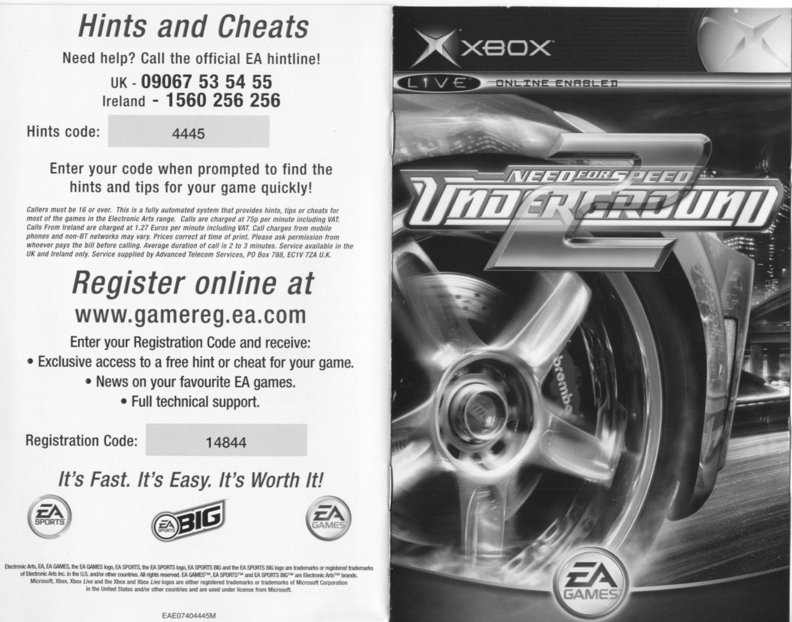 Games Microsoft XBOX NEED FOR SPEED UNDERGROUND 2 User Manual