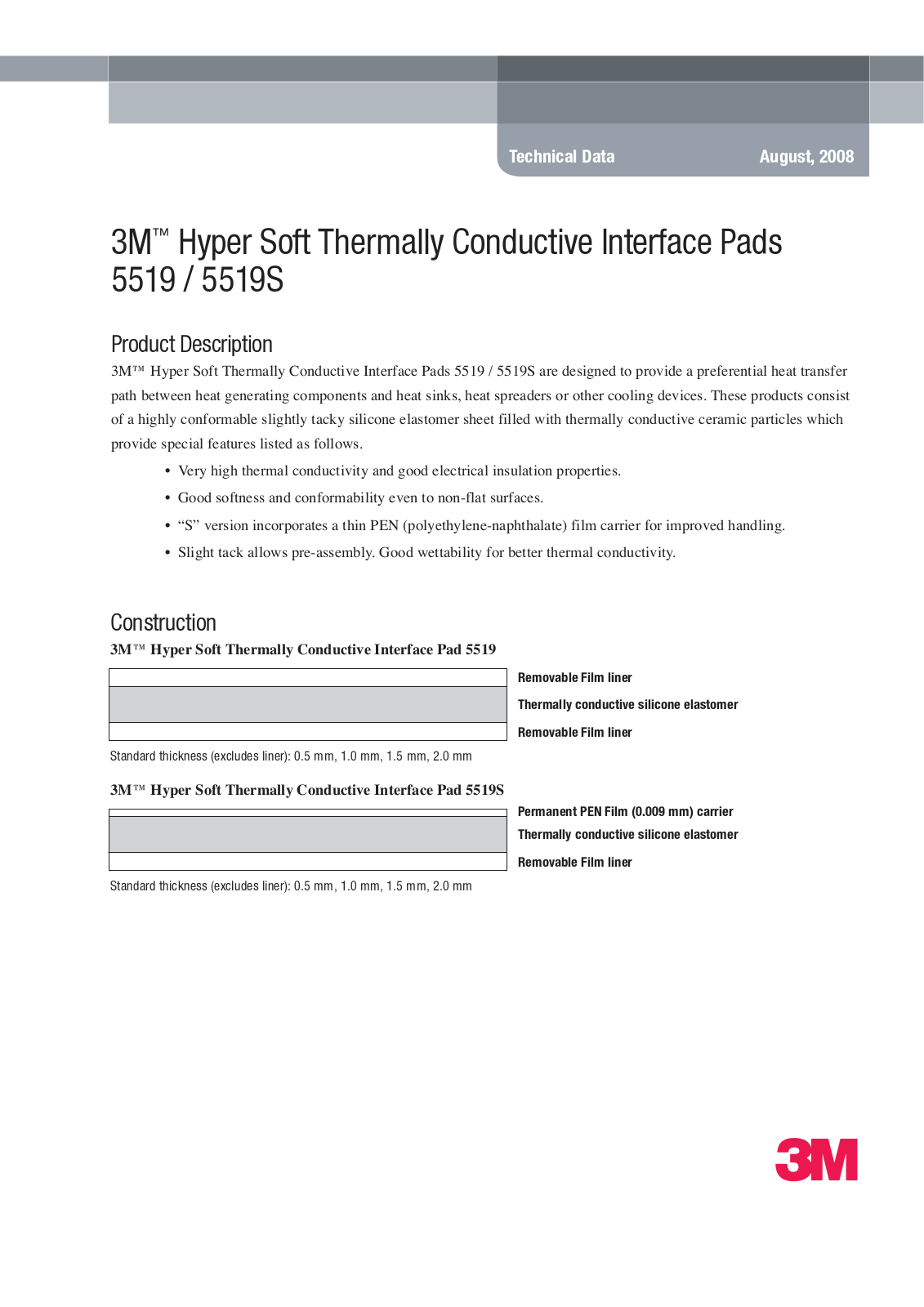 3M 5519, 5519s Technical Data