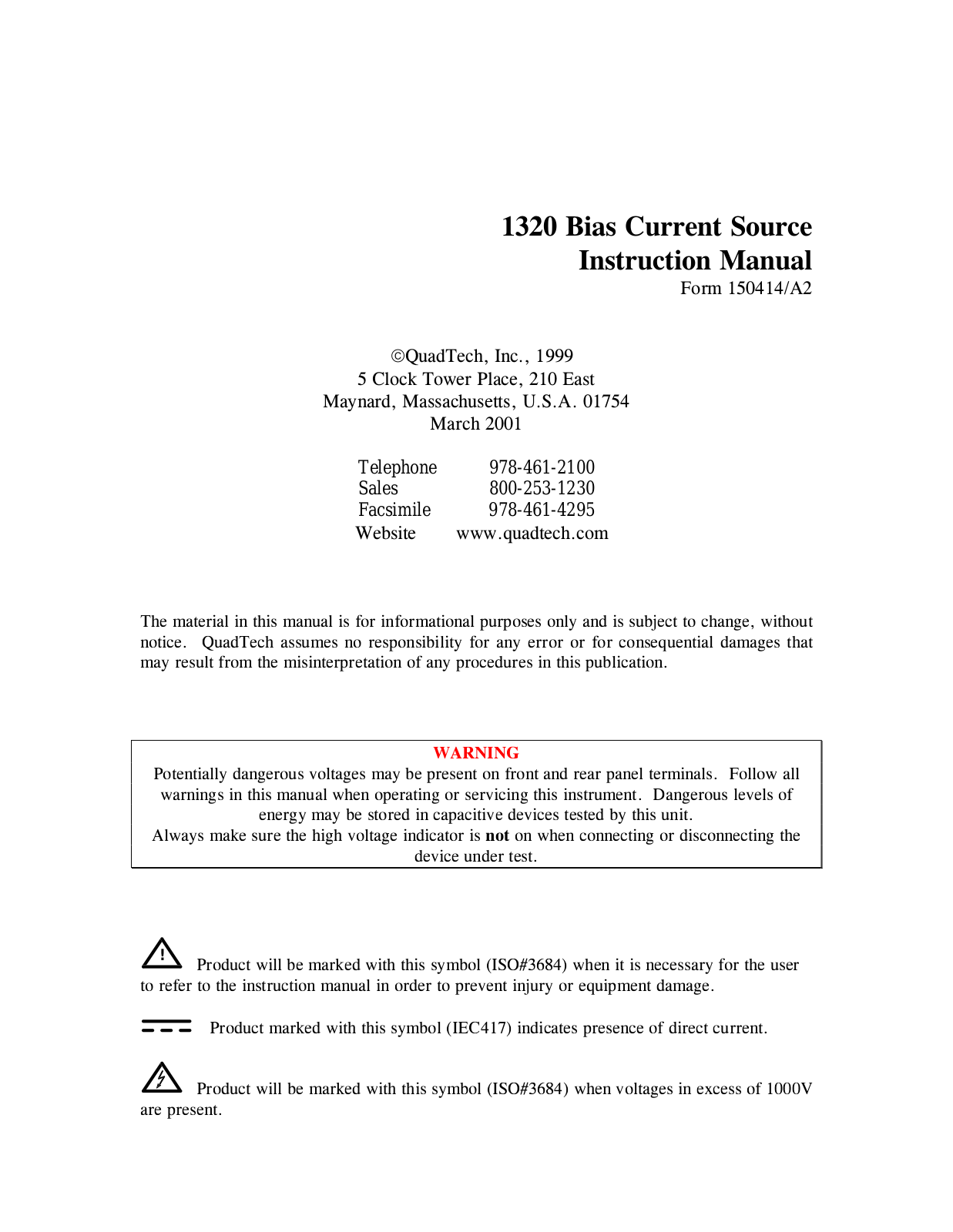 Quadtech 1320 User Manual