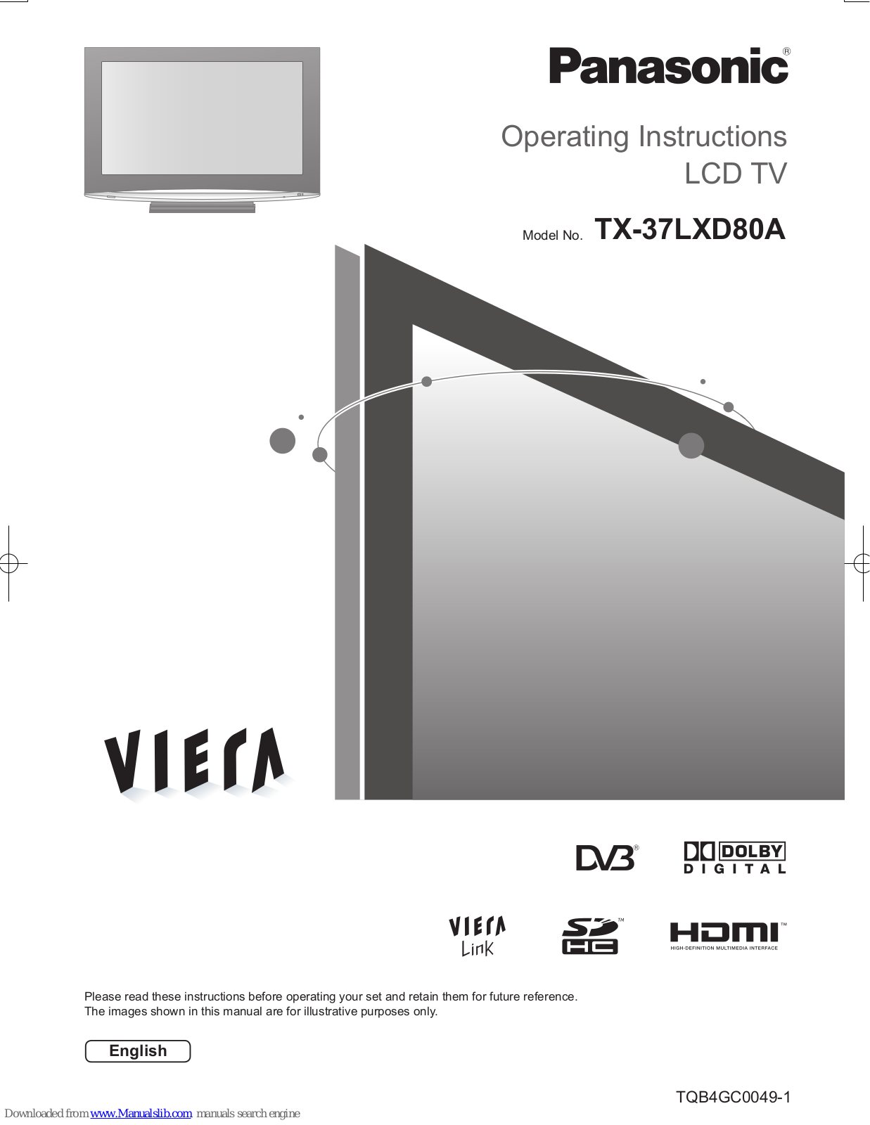 Panasonic Viera TX-37LXD80A Operating Instructions Manual