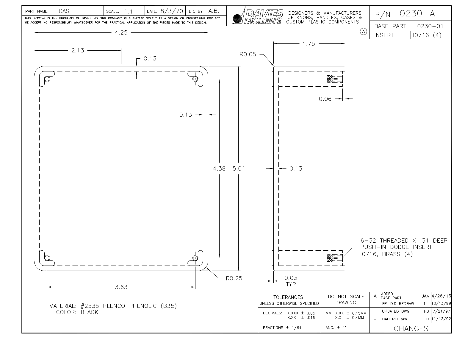 Davies Molding 0230-A Reference Drawing