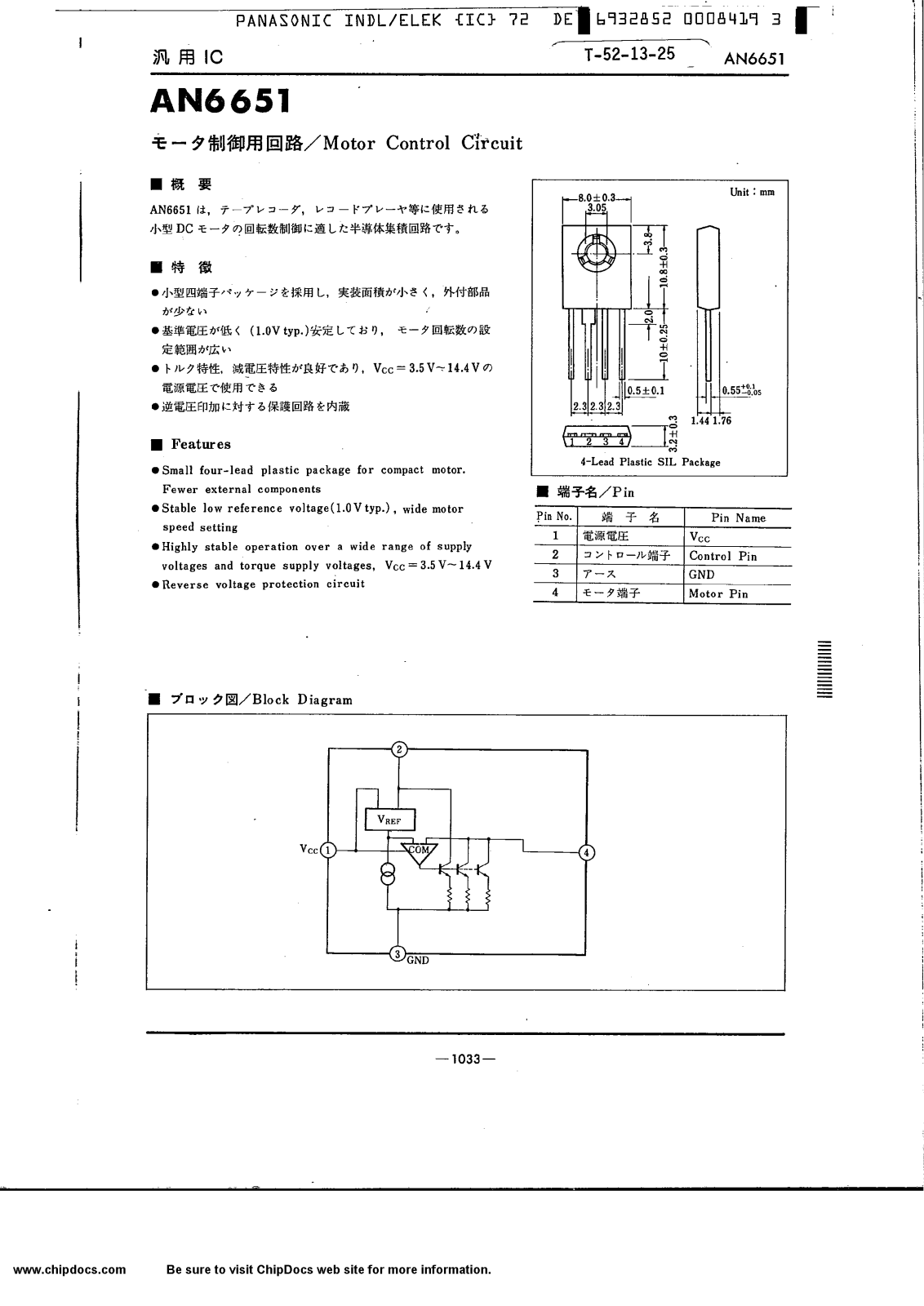 Panasonic AN6651N Datasheet