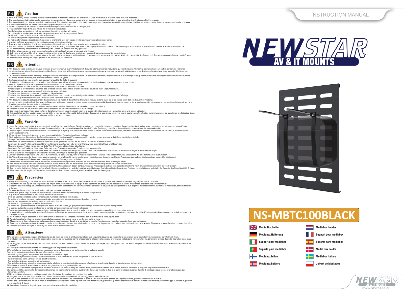 Newstar NS-MBTC100BLACK User Manual