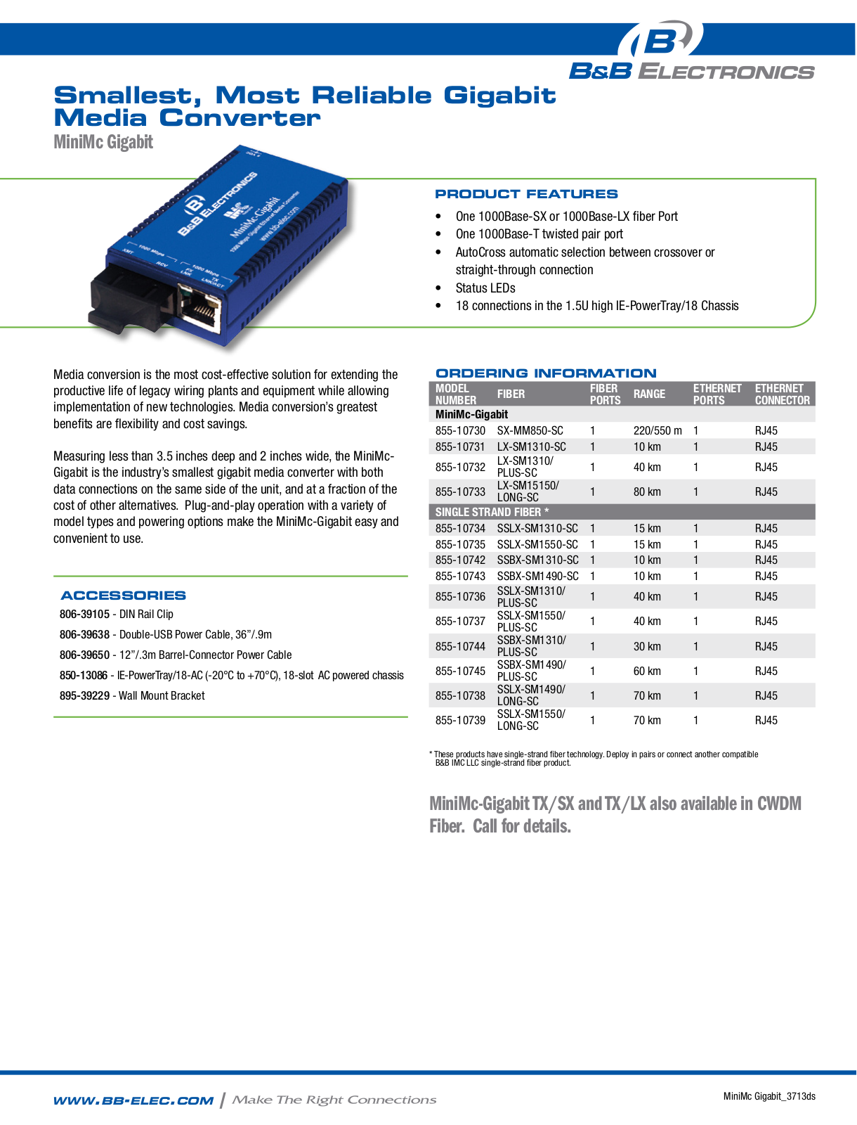 B&B Electronics 855-10730-45 Datasheet