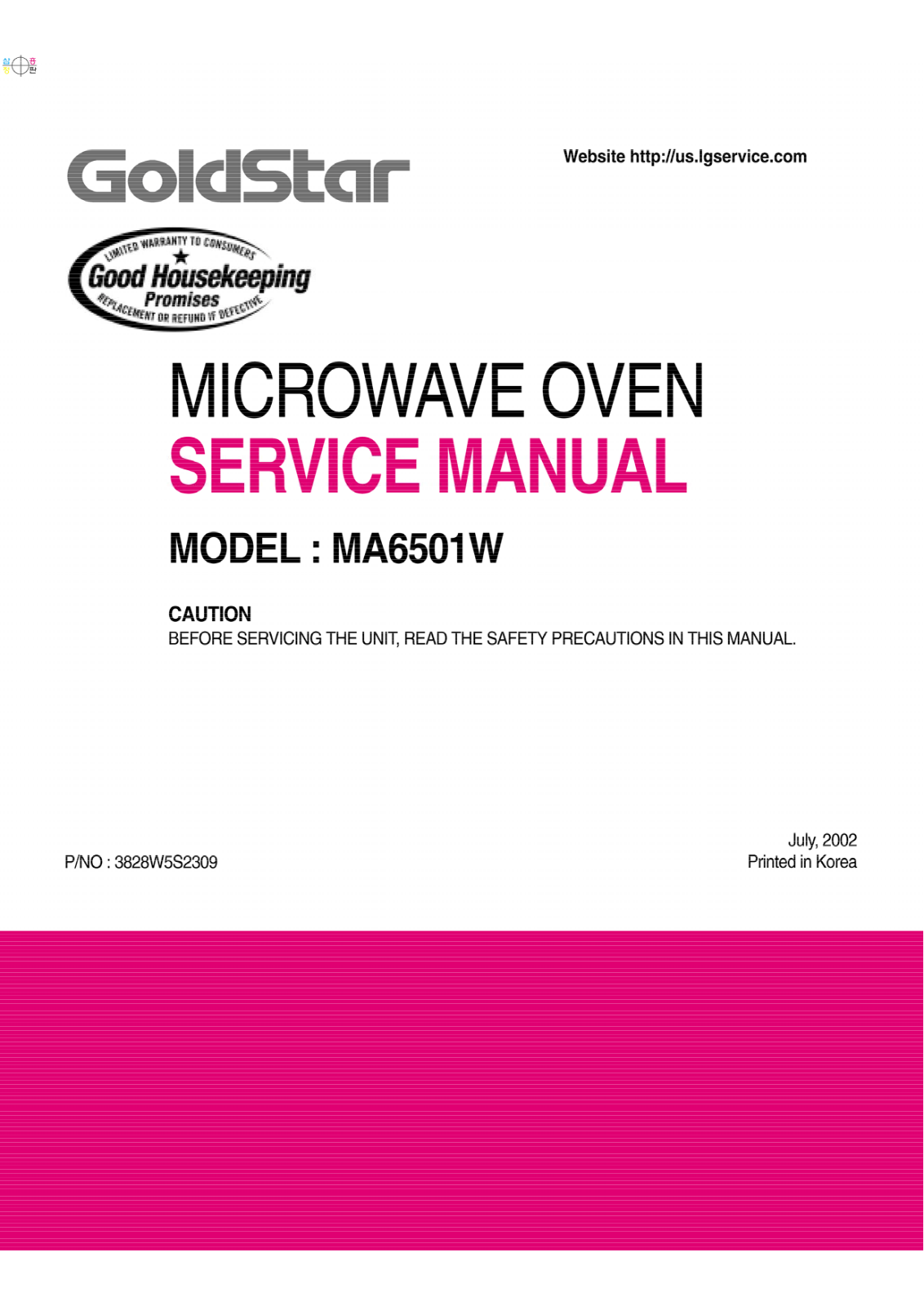 Goldstar Ma6501w Service Manual