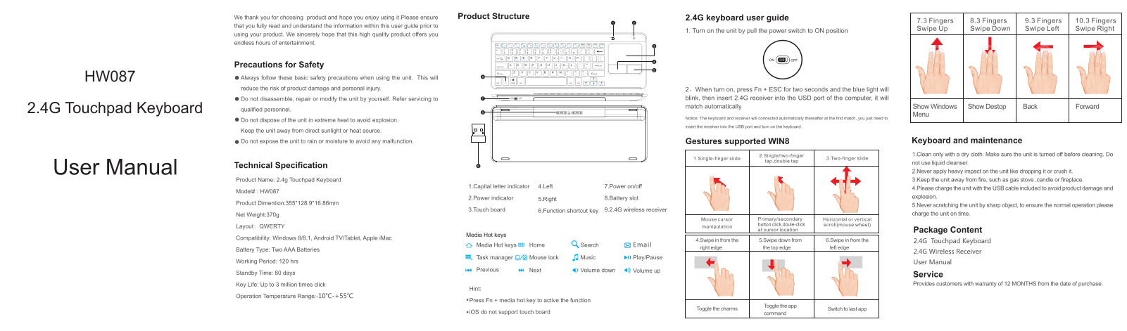 Hastech HW087, HW087A Users Manual