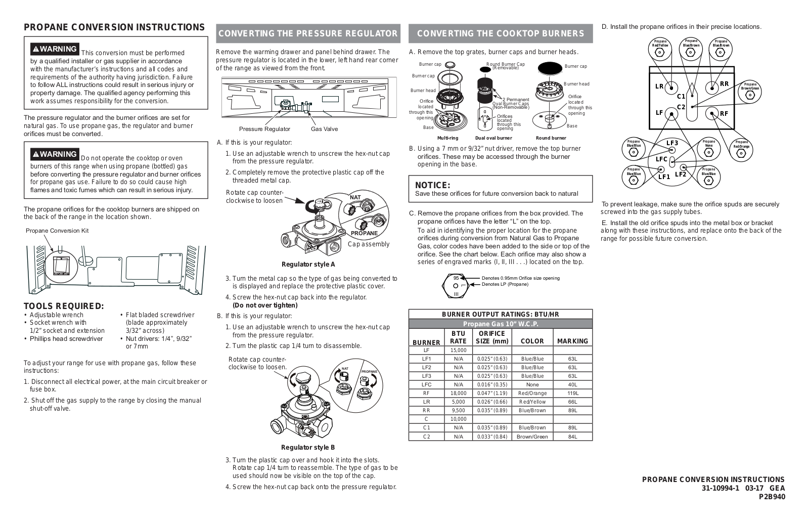 General Electric P2B940SEJSS Conversion Kit