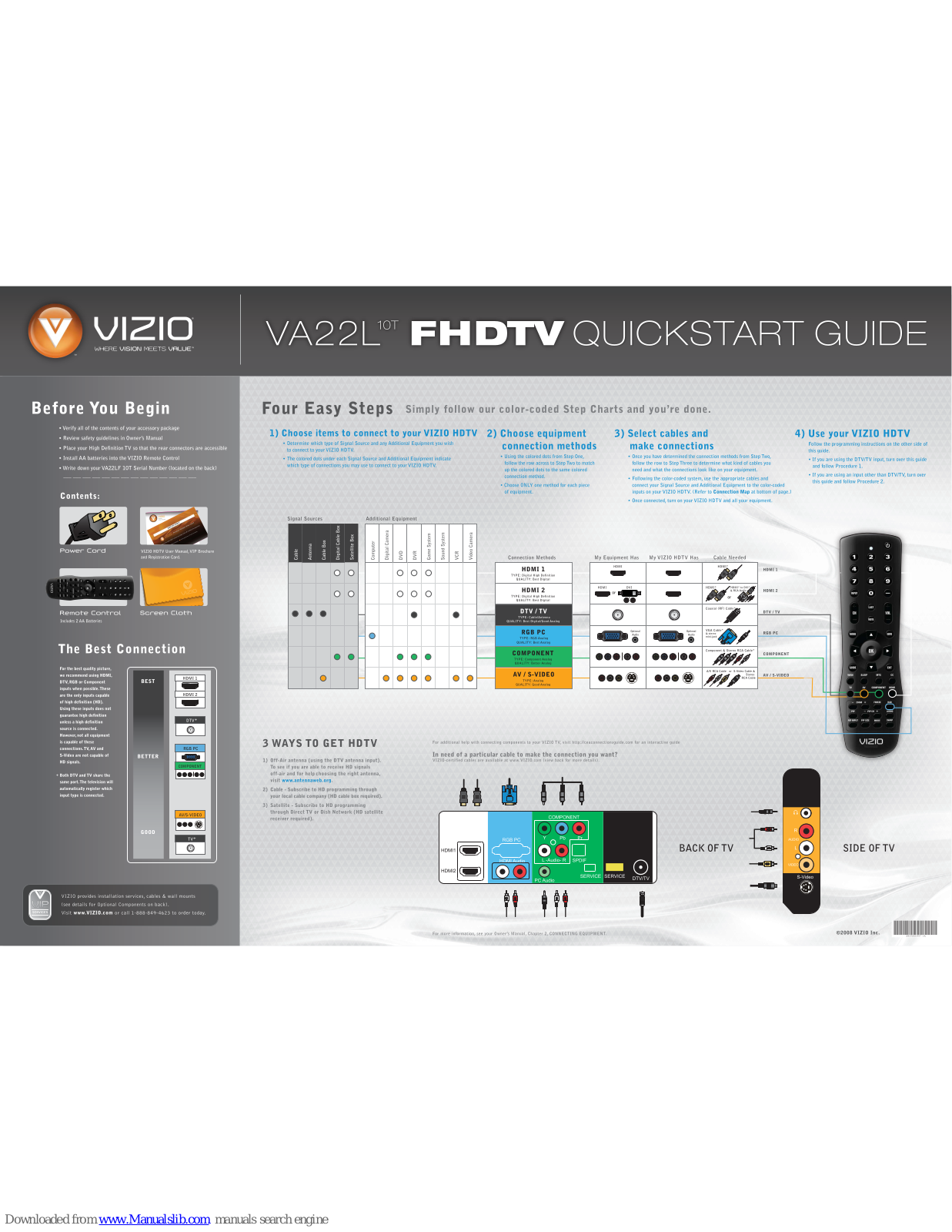 Vizio VA22L, VA22L 10T Quick Start Manual