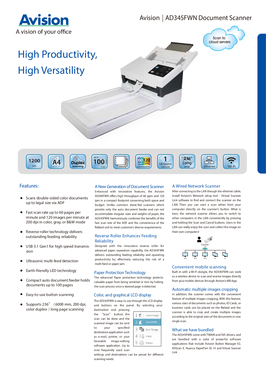 Avision AD345FWN User Manual