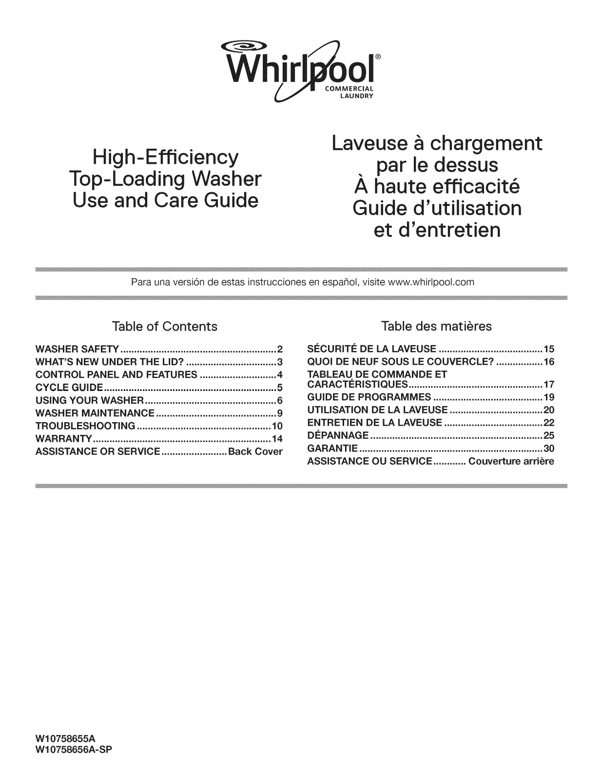 Whirlpool QCAE2733BQ0, XCAE2763BQ0, CAE2763CQ0 Owner’s Manual