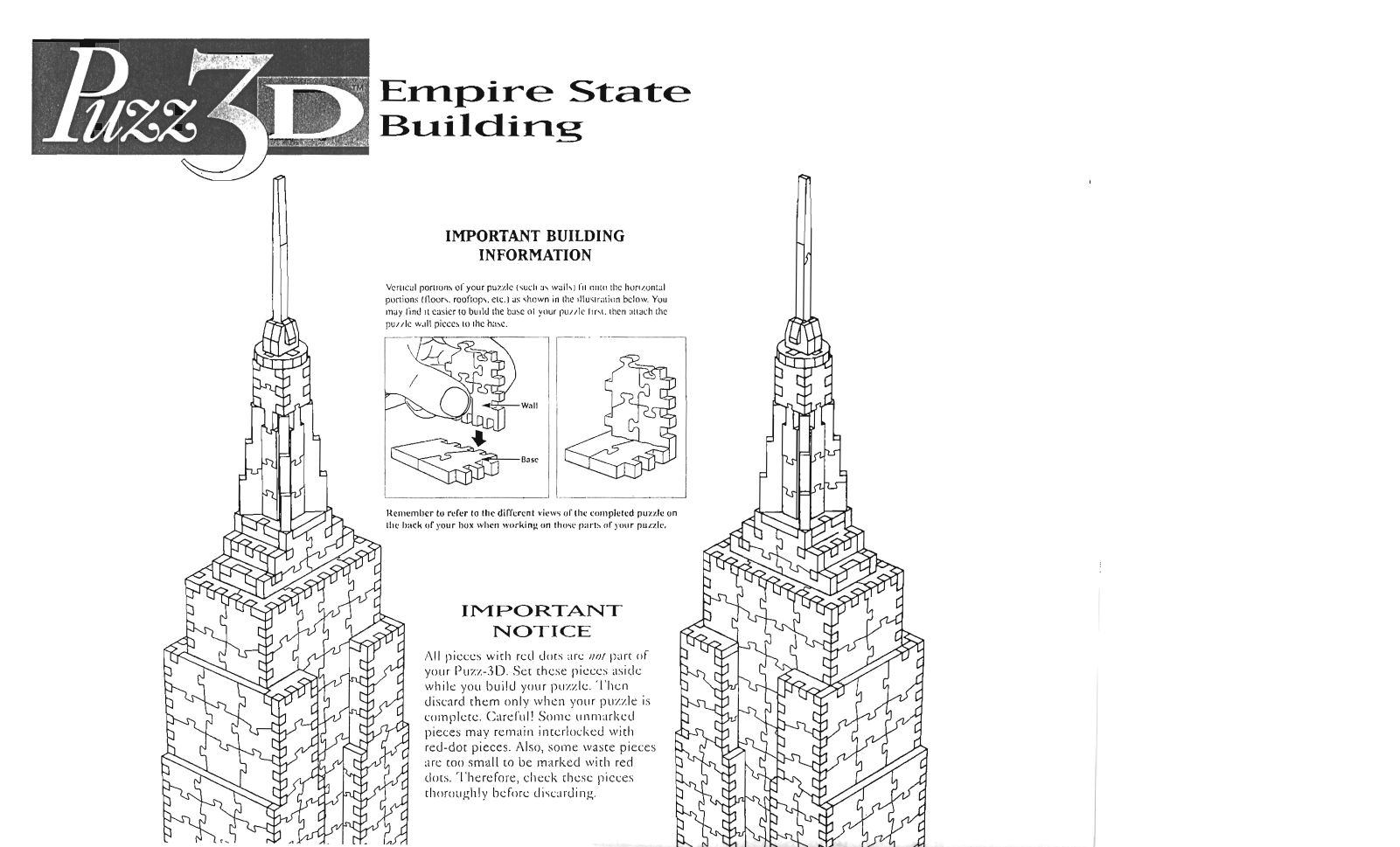 Hasbro PUZZ 3D EMPIRE STATE BUILDING User Manual