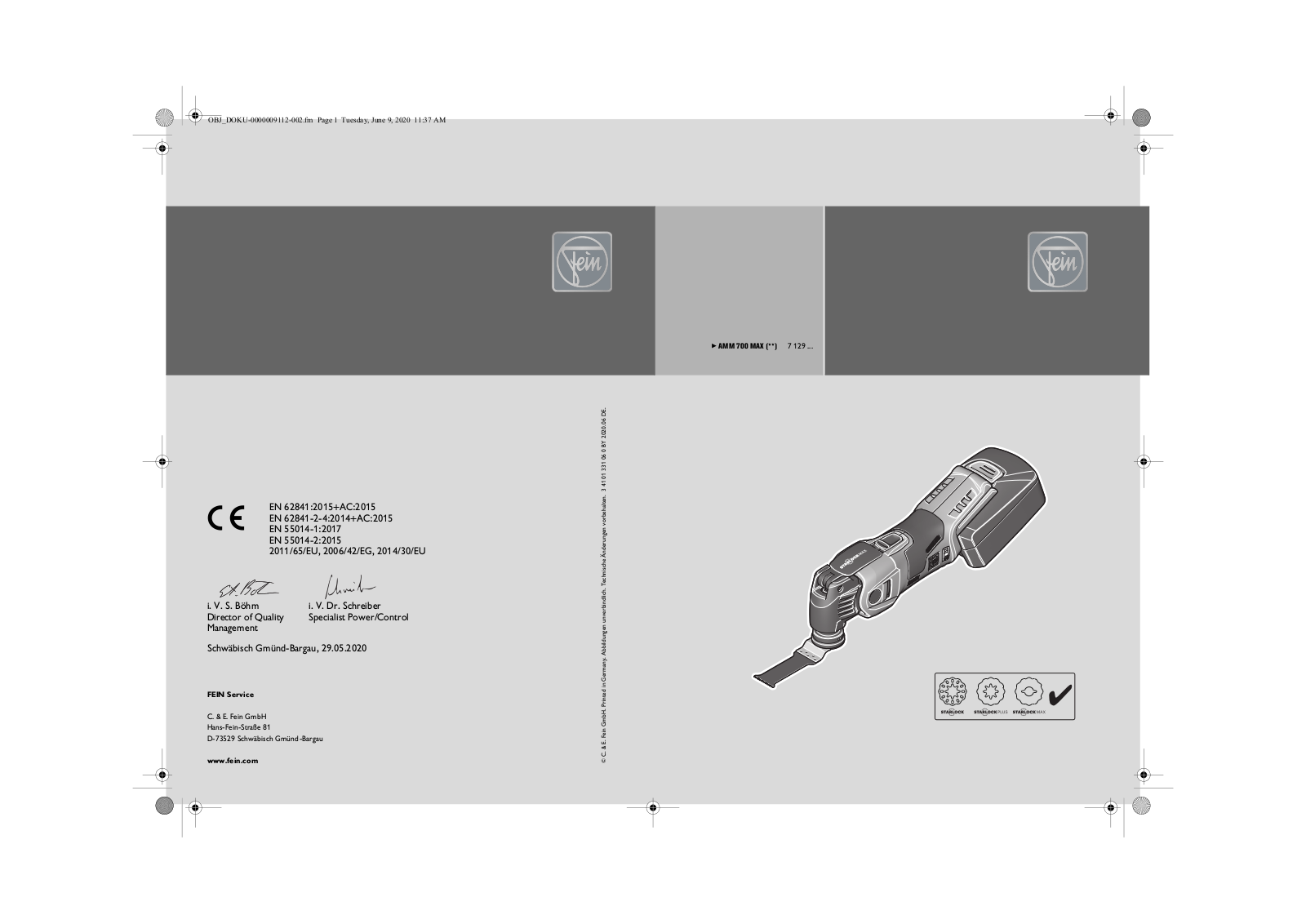 Fein 71293462000 operation manual