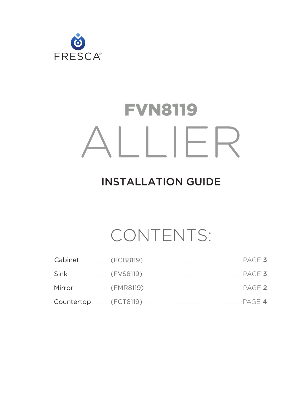 Fresca FCB8119WHCWHU Installation Manual