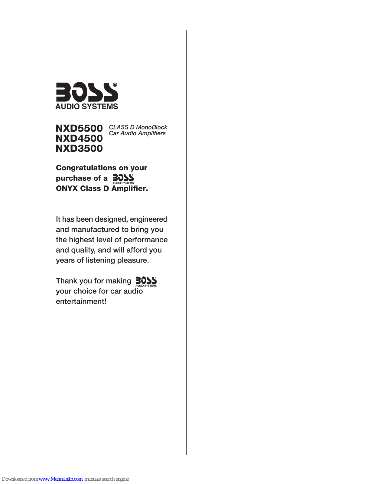 Boss NXD5500, NXD4500, NXD3500 User Manual