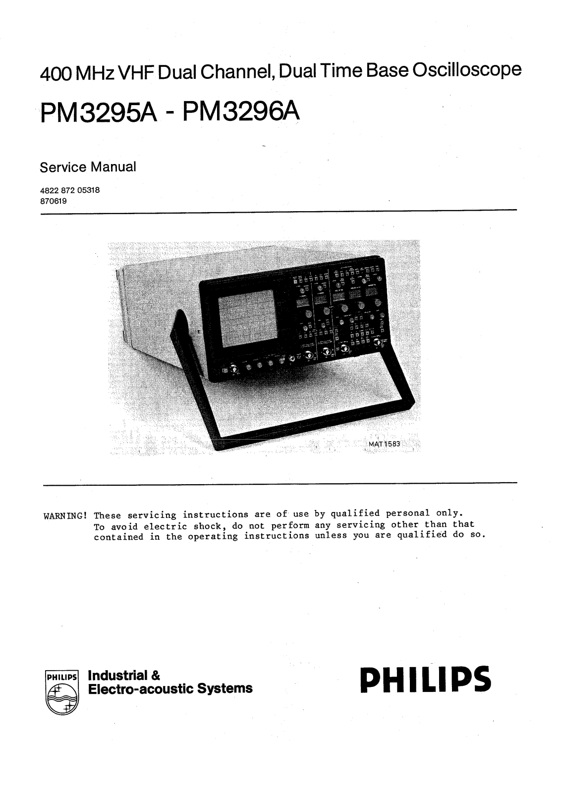 Philips PM3296A, PM3295A Service Manual