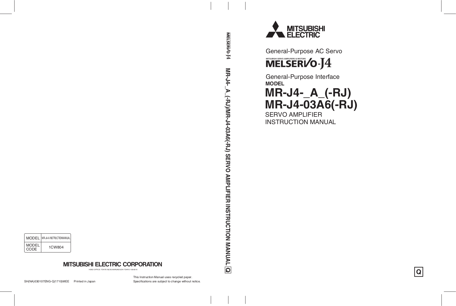 Mitsubishi MR-J4-40A(-RJ), MR-J4-200A(-RJ), MR-J4-350A(-RJ), MR-J4-500A(-RJ), MR-J4-700A(-RJ) Instruction Manual