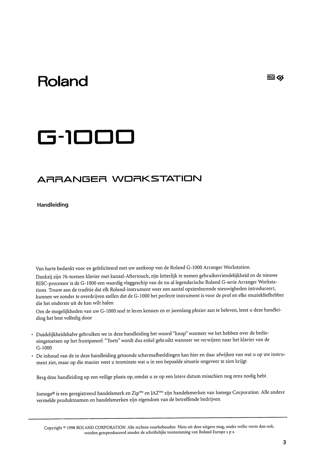 Roland G-1000 User Manual