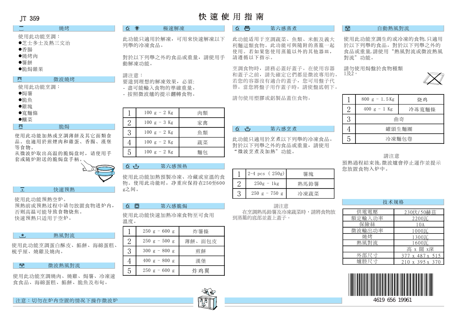 Whirlpool JT 359 black Quick reference guide