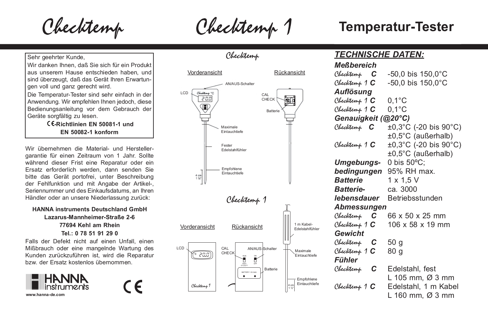 Hanna Instruments HI 98501 User guide