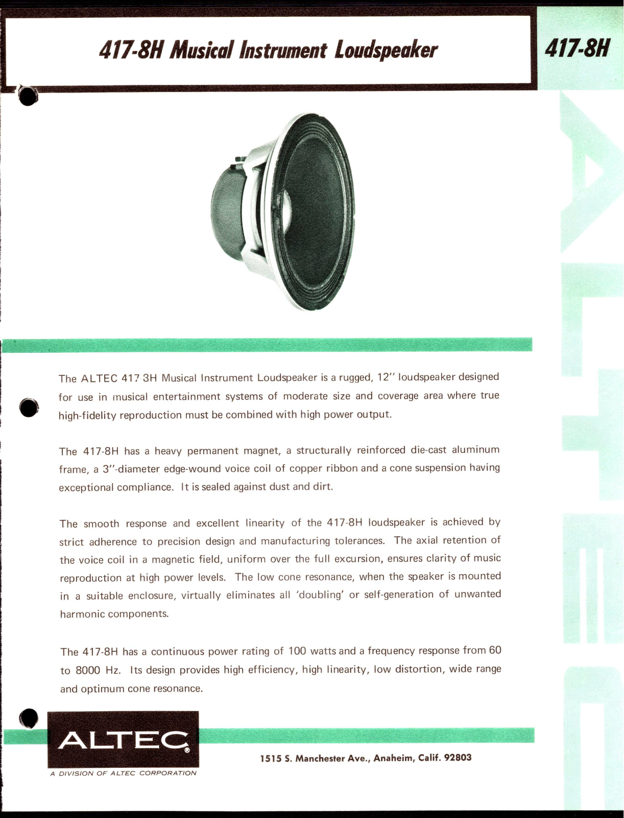 Altec lansing 417-8H User Manual