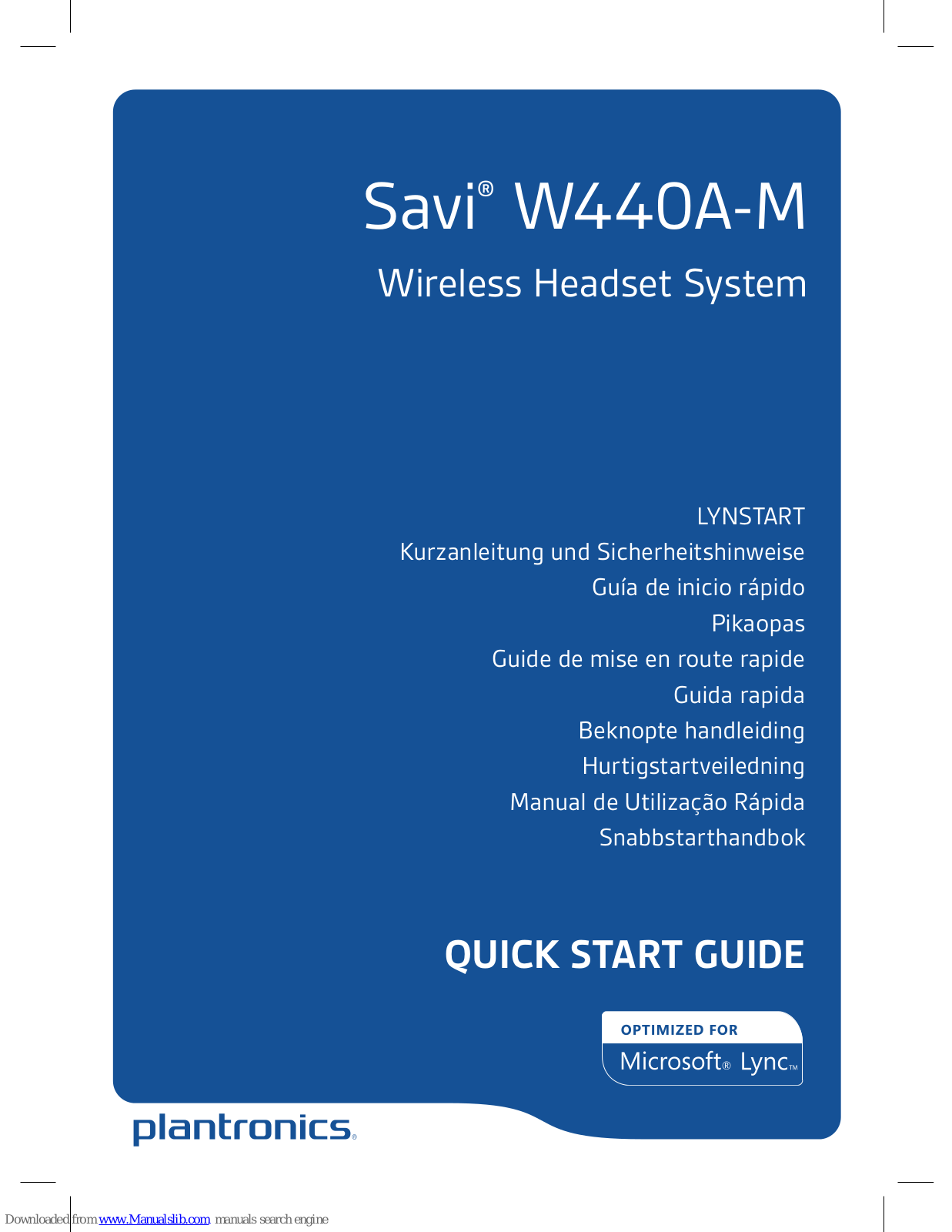 Plantronics Savi W440A-M Quick Start Manual