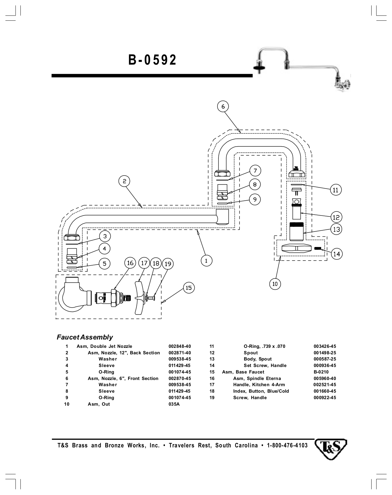 T & S Brass & Bronze Works B-0592 Part Manual