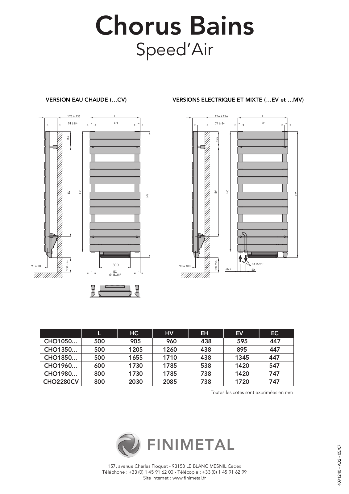 FINIMETAL CHORUS BAINS SPEED AIR User Manual