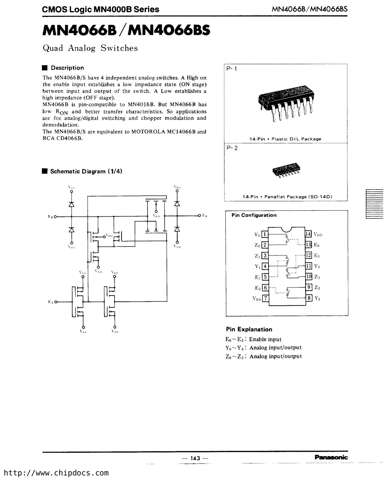 Panasonic MN4066BS, MN4066B Datasheet