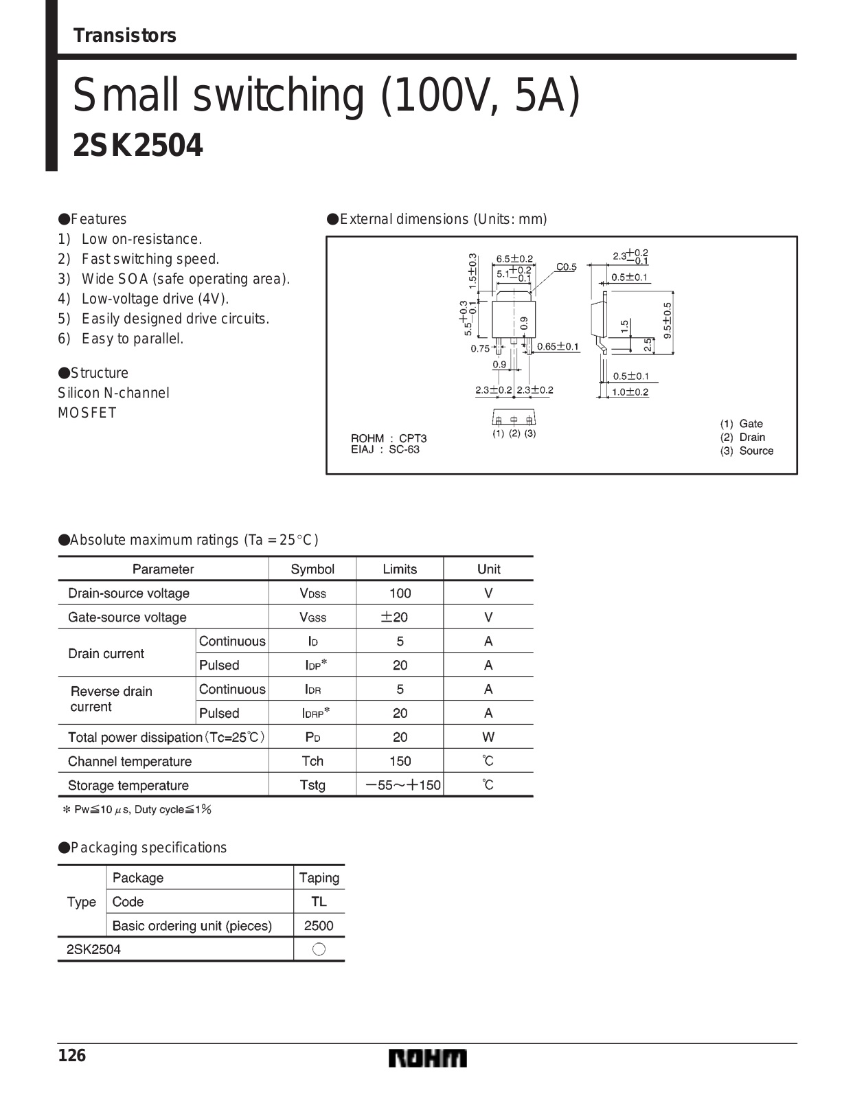 ROHM 2SK2504 Datasheet