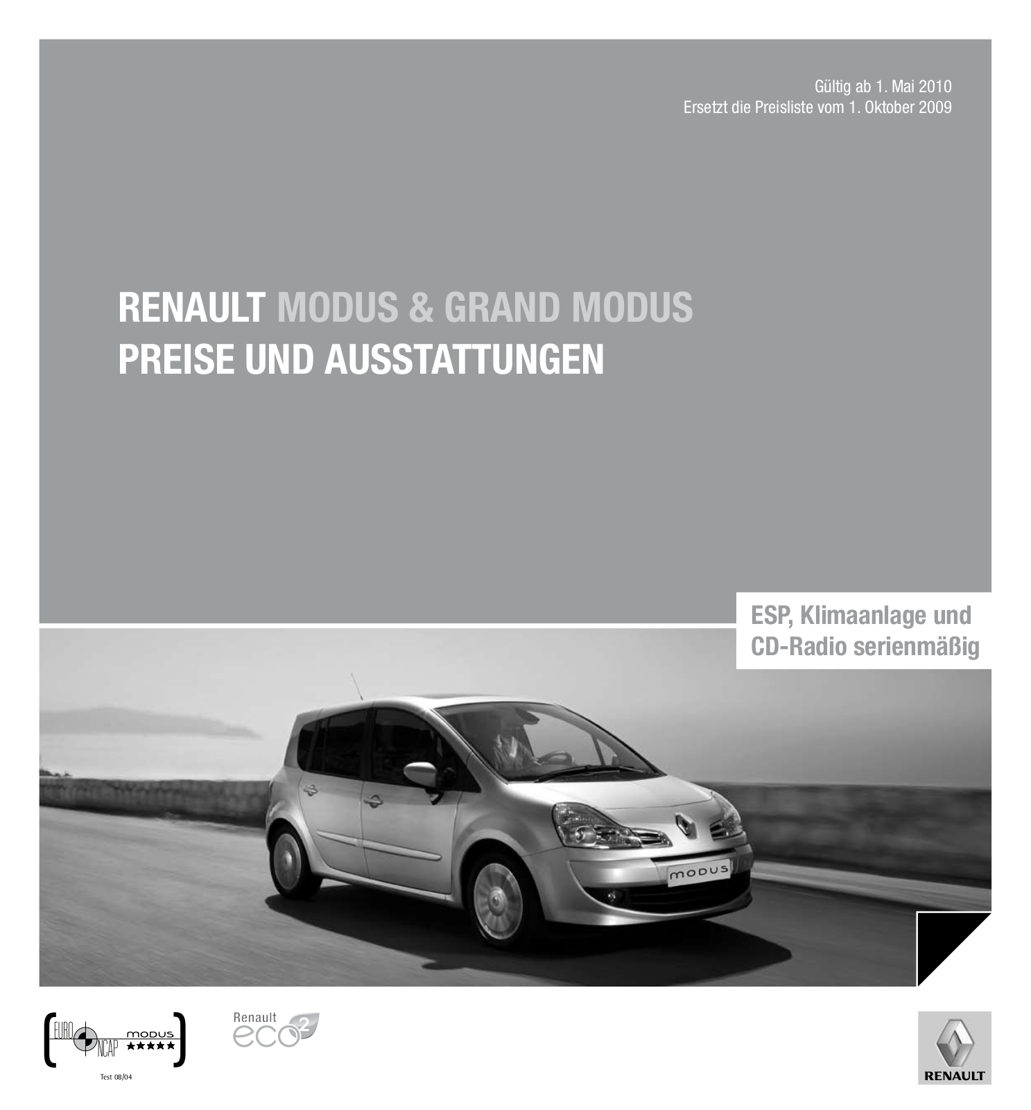 Renault MODUS PREISE UND AUSSTATTUNGEN, GRAND MODUS PREISE UND AUSSTATTUNGEN User Manual